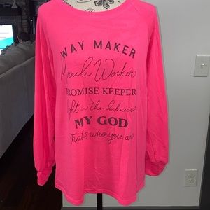 Very Soft Hot Pink Way Maker Long sleeve Shirt
